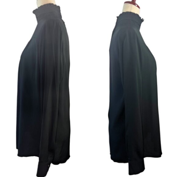 NO. 21 Black Silk Blend Ruffle High Neck Button Back Blouse Size M/10 - Picture 6 of 12